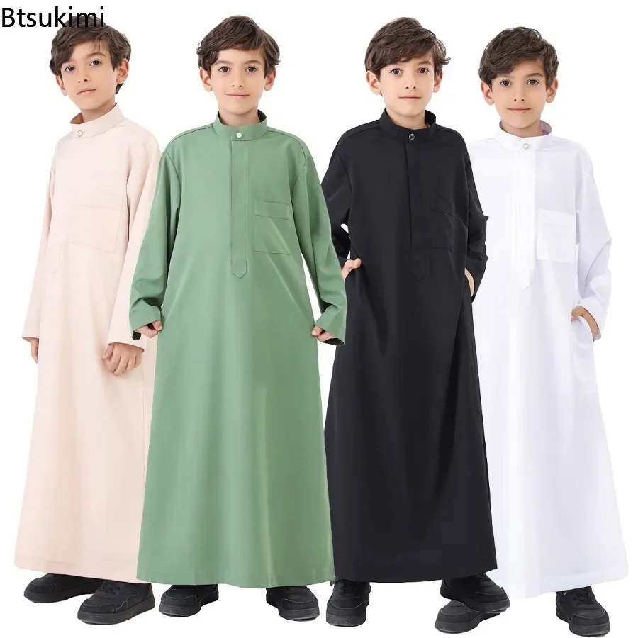 Summer Clothing Pakistan - Мусульманская детская одежда, модный однотонный кафтан
